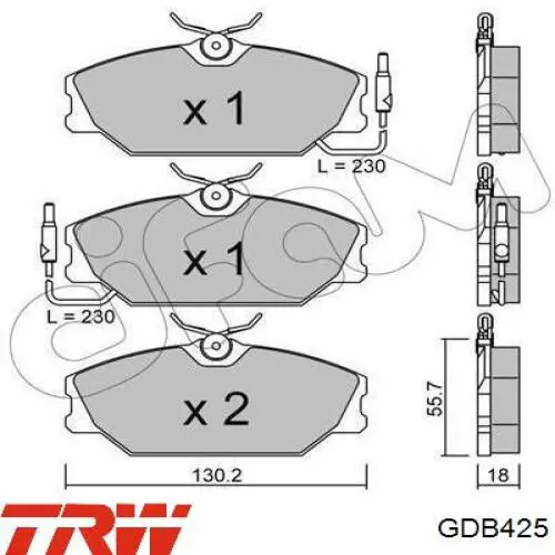 Передние тормозные колодки GDB425 TRW