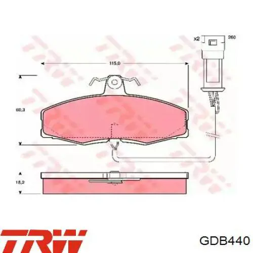 GDB440 TRW колодки тормозные передние дисковые