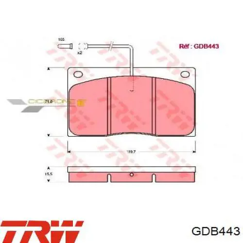 Передние тормозные колодки GDB443 TRW