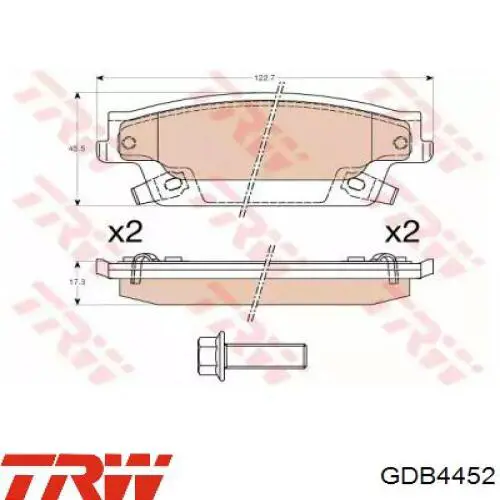GDB4452 TRW колодки тормозные задние дисковые