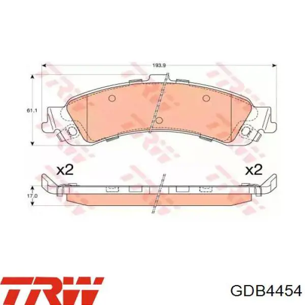 GDB4454 TRW колодки тормозные задние дисковые