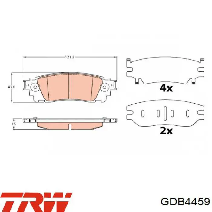 Задние тормозные колодки GDB4459 TRW