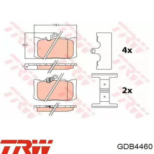 Передние тормозные колодки GDB4460 TRW