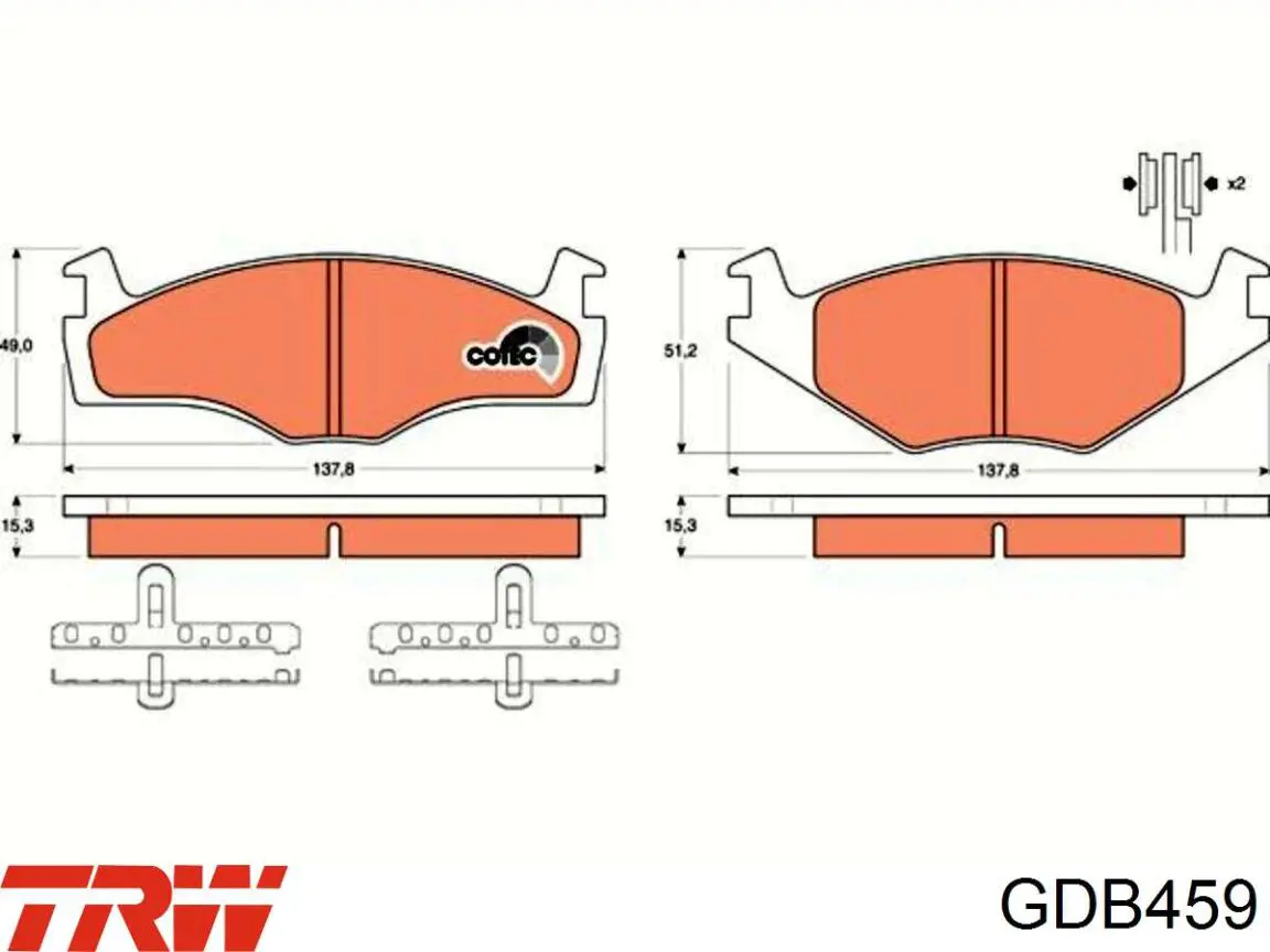 Передние тормозные колодки GDB459 TRW