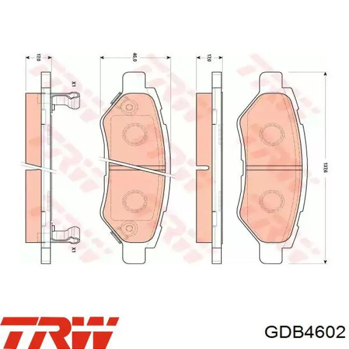 GDB4602 TRW колодки тормозные задние дисковые