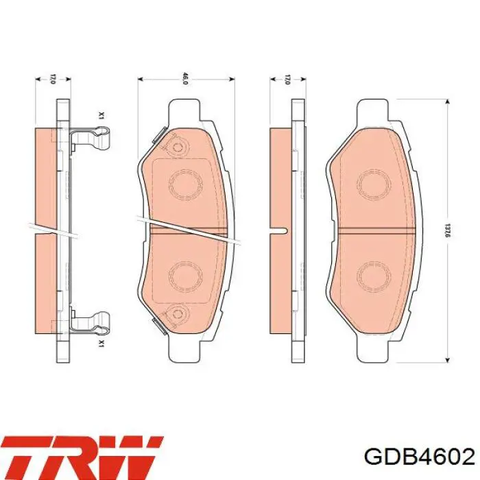 Колодки дисковые  TRW GDB4602 цена, от 51.05 USD