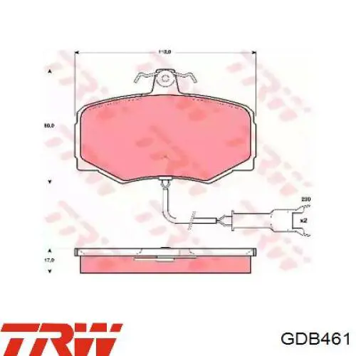 Передние тормозные колодки GDB461 TRW