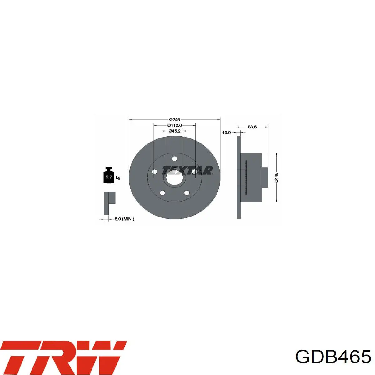 Задние тормозные колодки GDB465 TRW