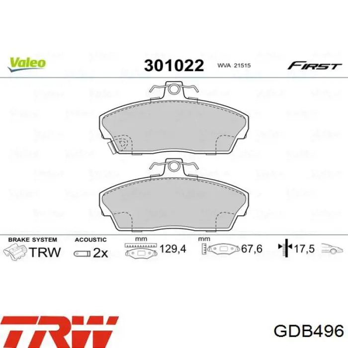 Купить GDB496 TRW Колодки тормозные
