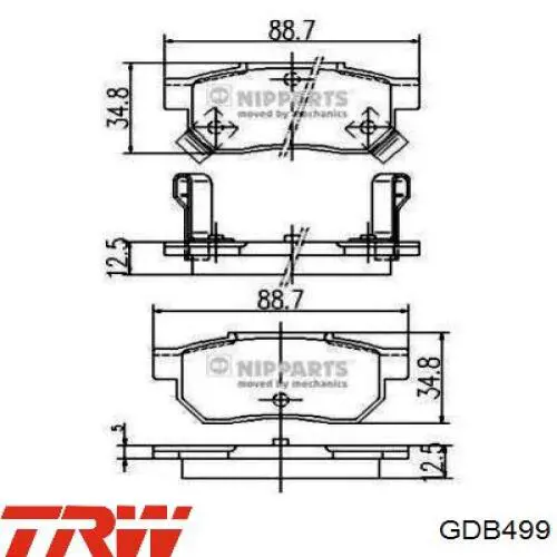 Купить GDB499 TRW Колодки тормозные задние, дисковые