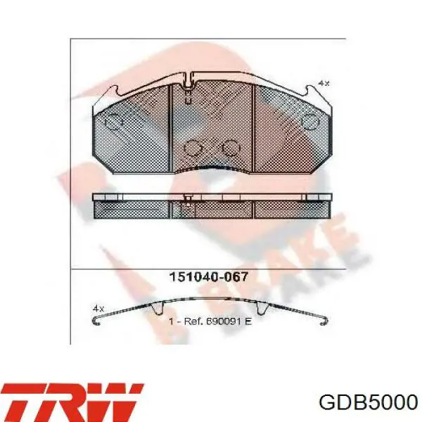 Передние тормозные колодки GDB5000 TRW