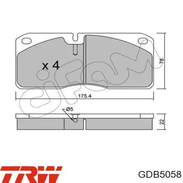 Колодки гальмівні передні, дискові GDB5058 TRW