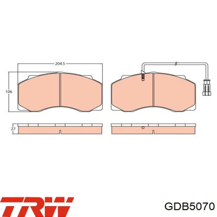 Передние тормозные колодки GDB5070 TRW