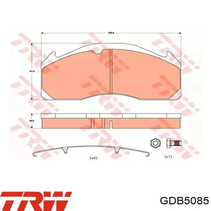 GDB5085 TRW колодки тормозные передние дисковые