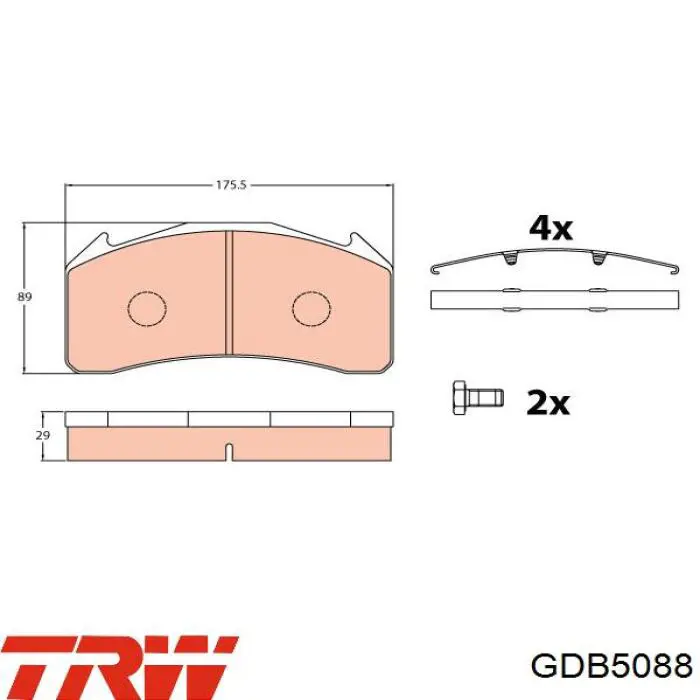 Купить GDB5088 TRW Колодки тормозные задние, дисковые