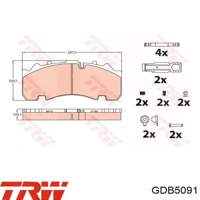 Задние тормозные колодки GDB5091 TRW