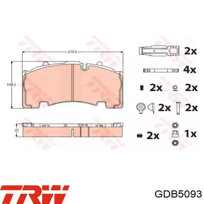 GDB5093 TRW задние тормозные колодки