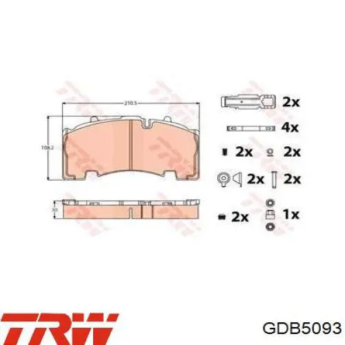 Купить GDB5093 TRW Колодки тормозные задние, дисковые