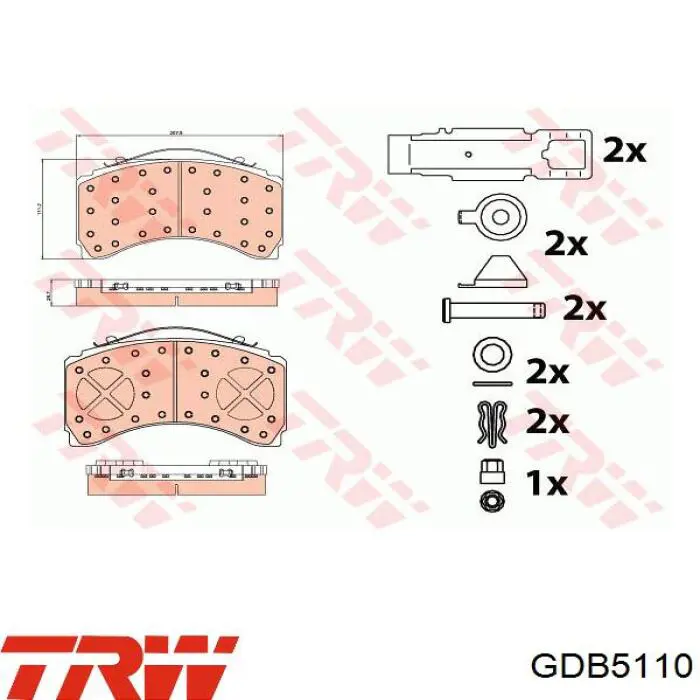 GDB5110 TRW колодки тормозные задние дисковые
