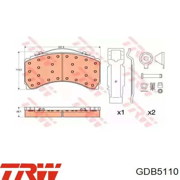 Купить GDB5110 TRW Колодки тормозные задние, дисковые