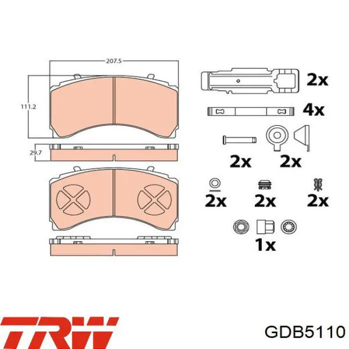 Задние тормозные колодки GDB5110 TRW