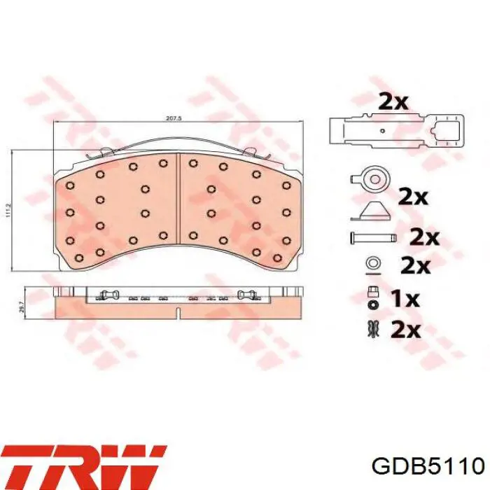 GDB5110 TRW Колодки тормозные дисковые комплект