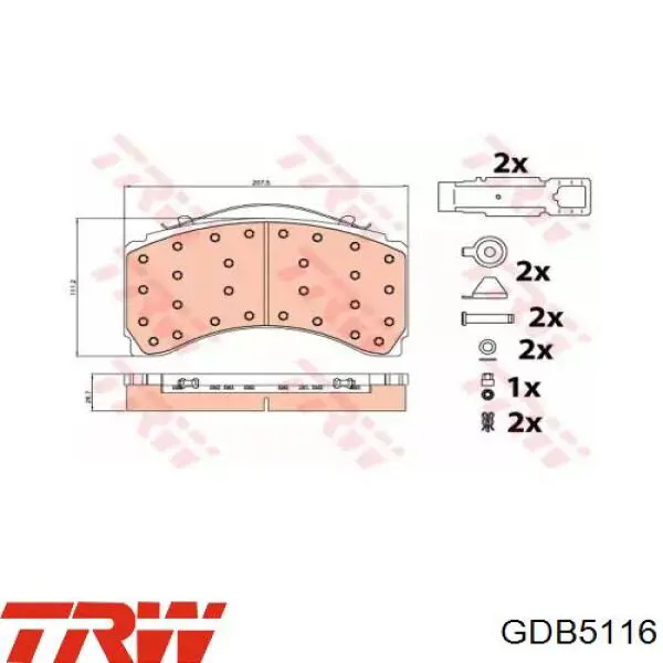 GDB5116 TRW колодки тормозные задние дисковые