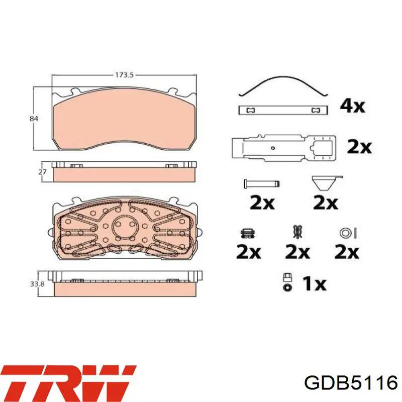 Задние тормозные колодки GDB5116 TRW
