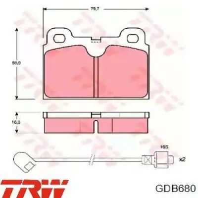 Передние тормозные колодки GDB680 TRW