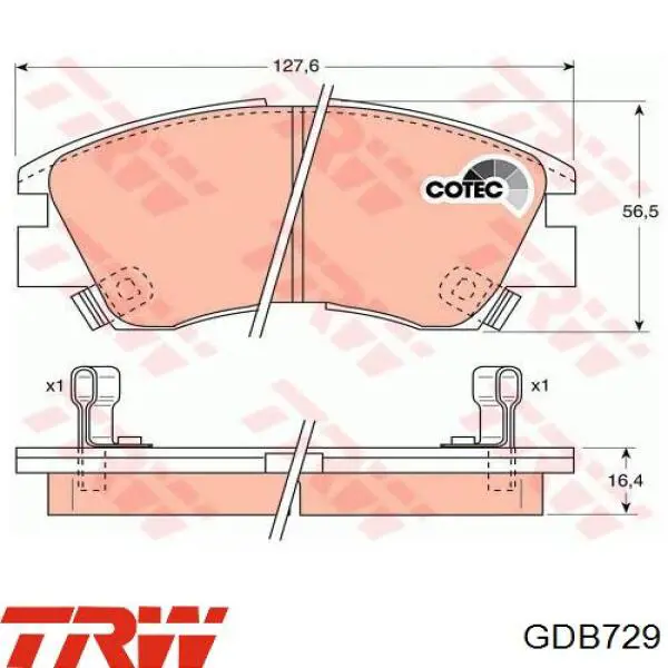 Передние тормозные колодки GDB729 TRW