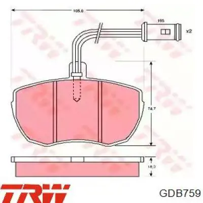 Передние тормозные колодки 001906157 Fiat/Alfa/Lancia