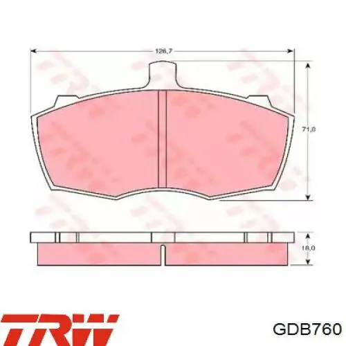 Передние тормозные колодки GDB760 TRW