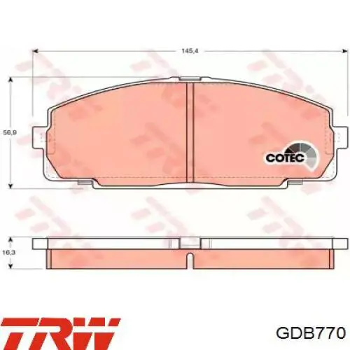 Передние тормозные колодки GDB770 TRW