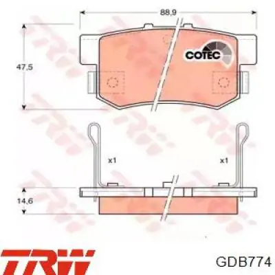 GDB774 TRW Колодки тормозные дисковые комплект