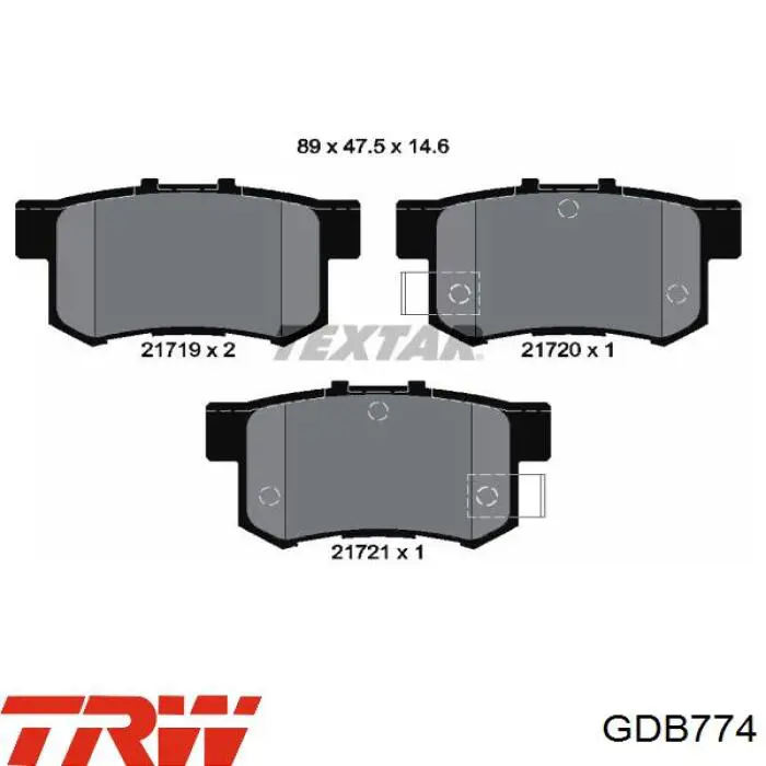 Задние тормозные колодки GDB774 TRW