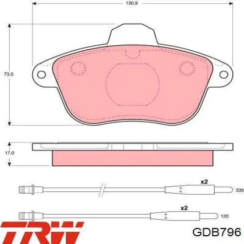 Передние тормозные колодки GDB796 TRW