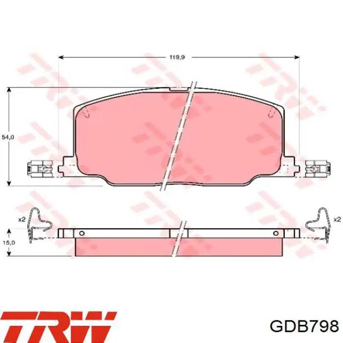 GDB798 TRW передние тормозные колодки