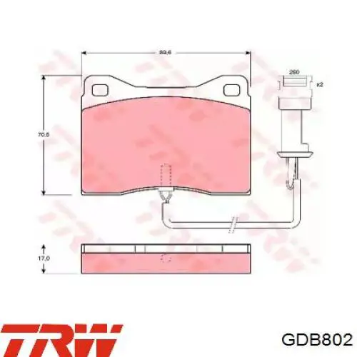 Передние тормозные колодки GDB802 TRW