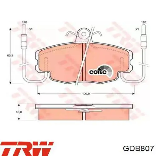 Купить GDB807 TRW Колодки тормозные
