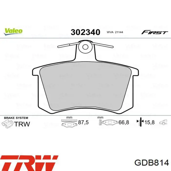 Колодки дисковые  TRW GDB814 цена, от 19.11 USD