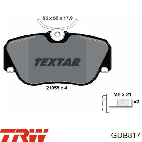 Передние тормозные колодки GDB817 TRW