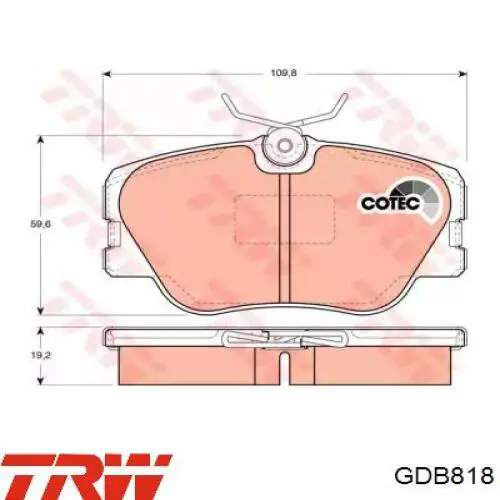 Купить GDB818 TRW Колодки тормозные
