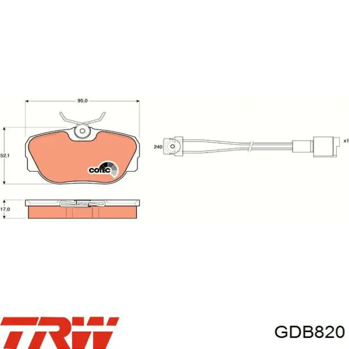 Купить GDB820 TRW Колодки тормозные