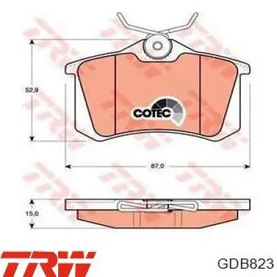 Купить GDB823 TRW Колодки тормозные задние, дисковые