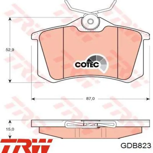 Задние дисковые колодки TRW GDB823