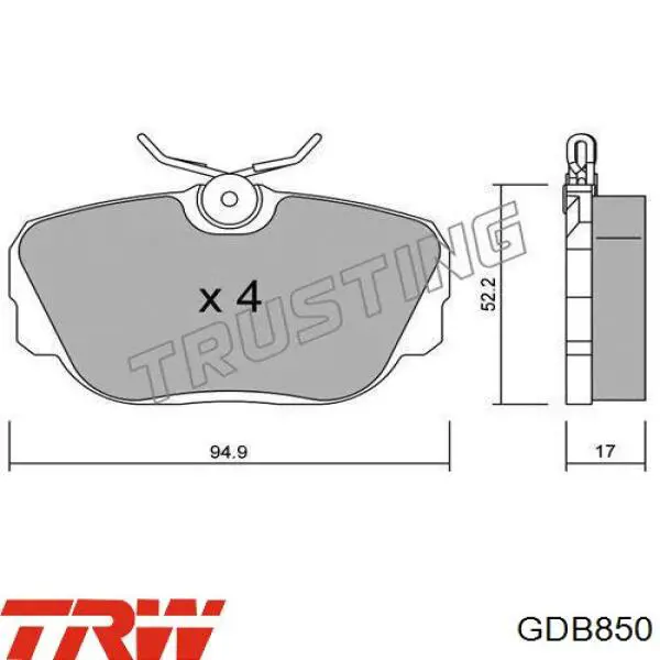 Передние тормозные колодки GDB850 TRW
