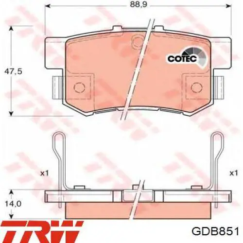 Колодки TRW GDB851 цена, от 36.98 USD