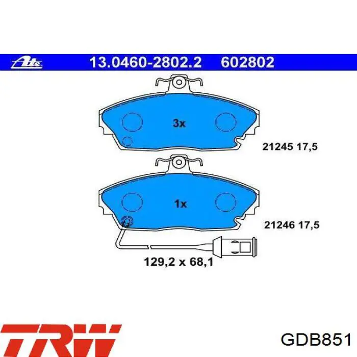 Купить GDB851 TRW Колодки тормозные