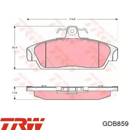 Передние тормозные колодки GDB859 TRW