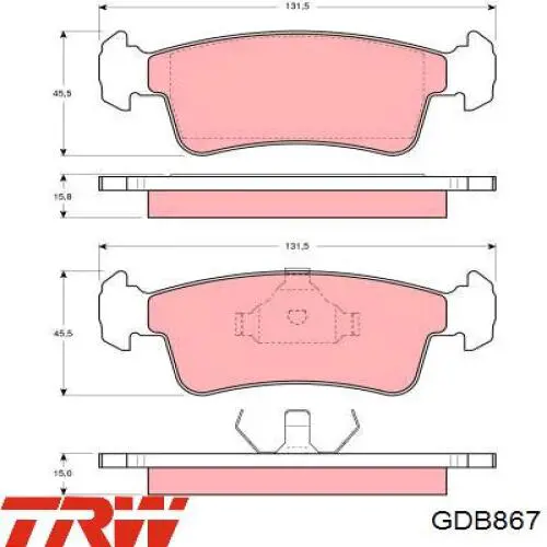 Передние тормозные колодки GDB867 TRW